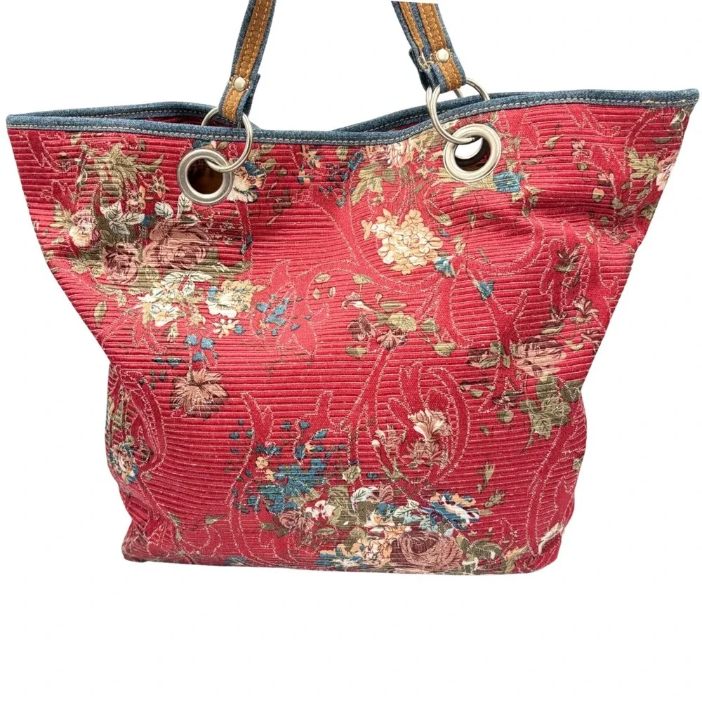 Levis Tote Bag Womens Red Floral Heritage Denim Trim Vintage Y2K‎ Aesthetic